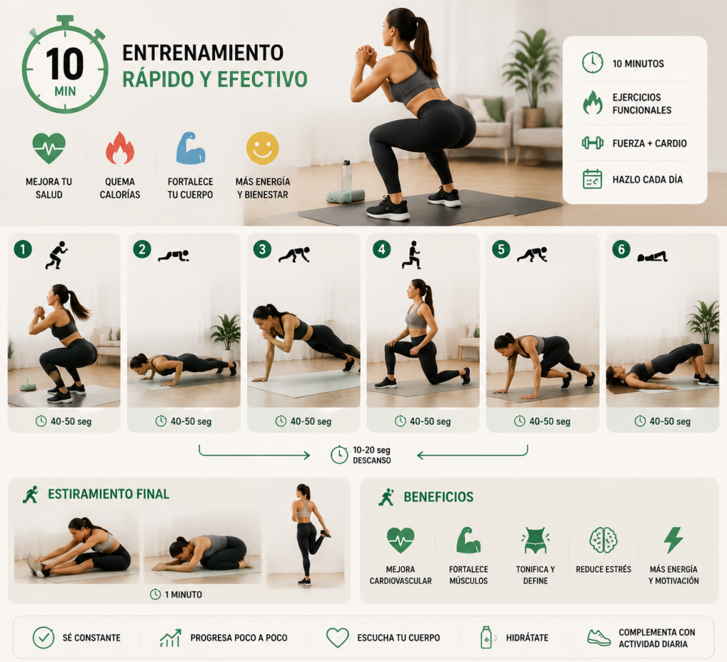 Entrenamiento corto de 10 minutos para días ocupados.