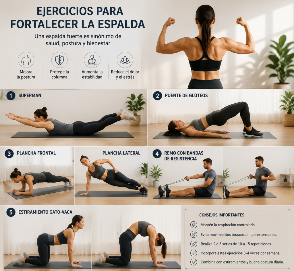 Ejercicios para fortalecer la espalda y evitar dolores